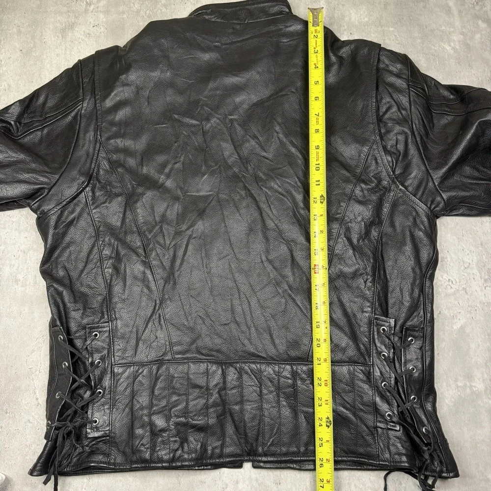 Wilson's Leather Jacket Mens L Black Moto Biker Zip Quilted Lined Vintage